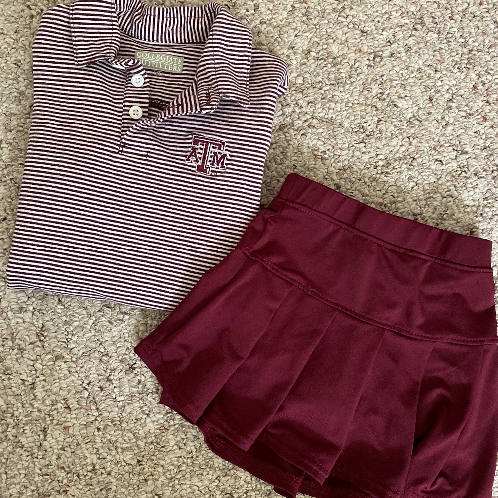 Collegiate AGGIE 4T Outfit Polo and Skort Set